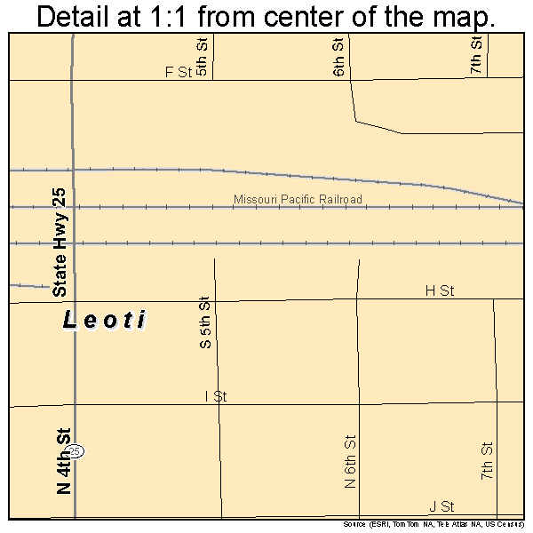 Leoti, Kansas road map detail
