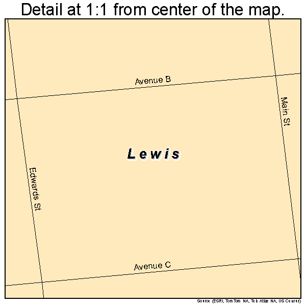 Lewis, Kansas road map detail