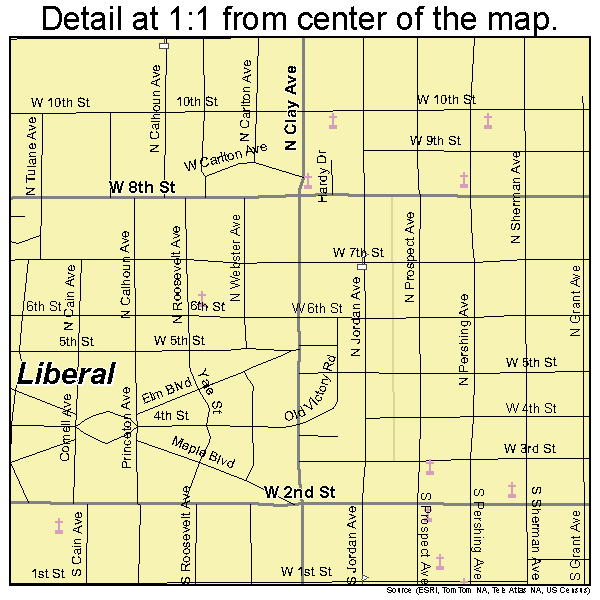 Liberal, Kansas road map detail