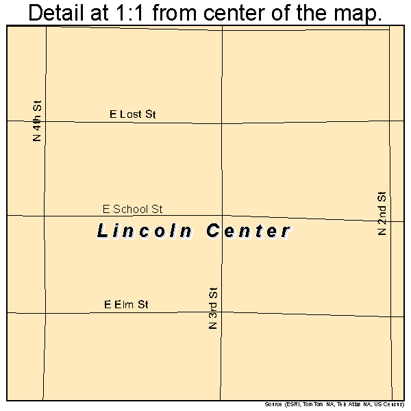 Lincoln Center, Kansas road map detail