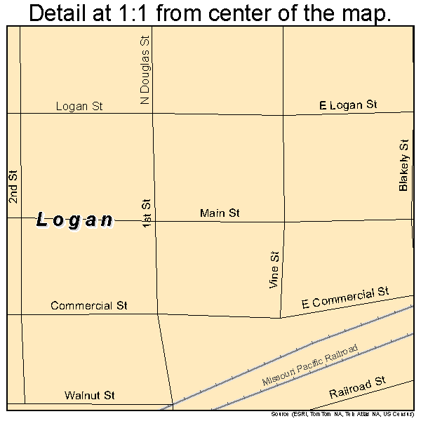 Logan, Kansas road map detail