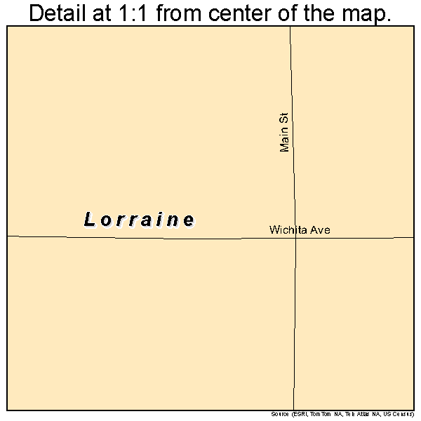 Lorraine, Kansas road map detail