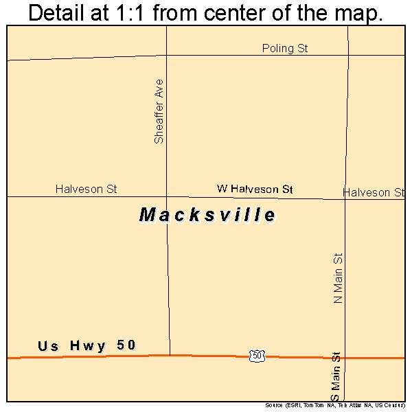 Macksville, Kansas road map detail