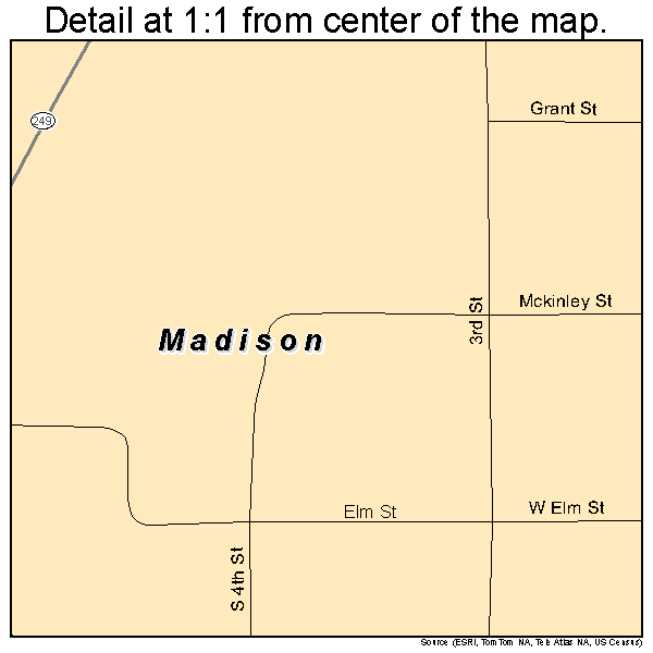 Madison, Kansas road map detail