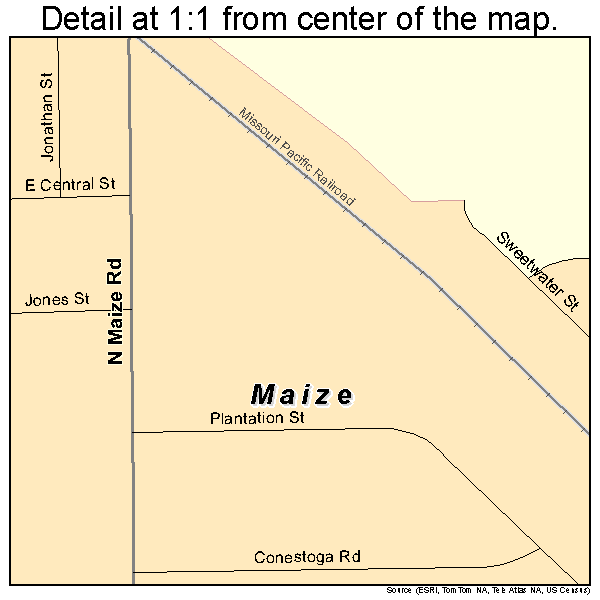 Maize, Kansas road map detail