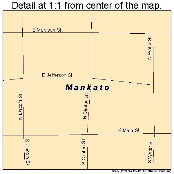 Mankato, Kansas road map detail
