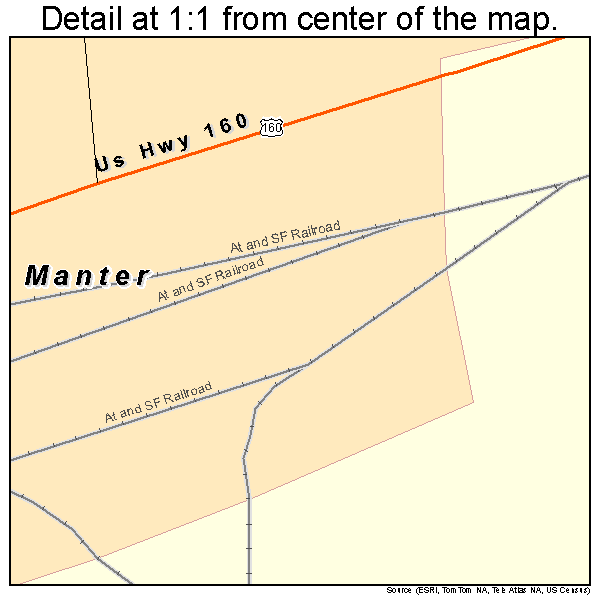 Manter, Kansas road map detail