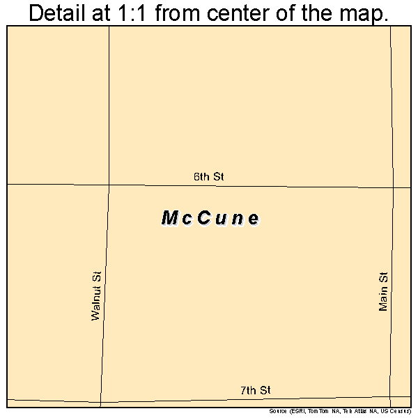 McCune, Kansas road map detail