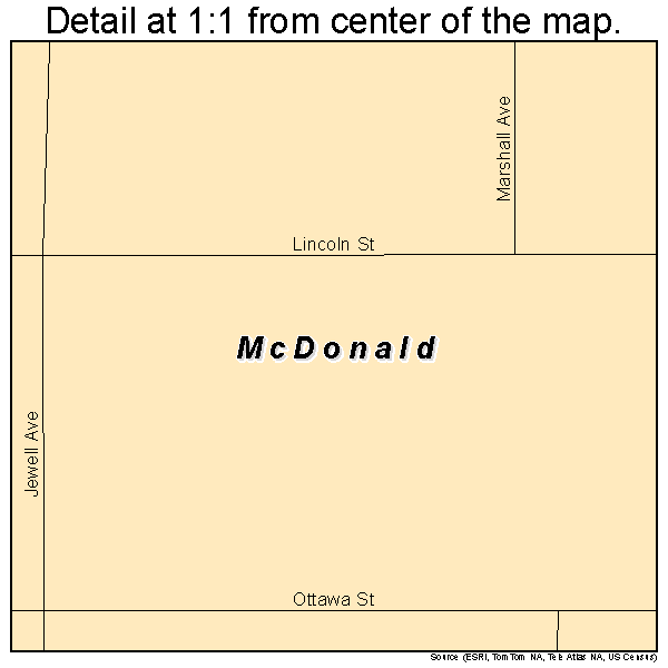 McDonald, Kansas road map detail