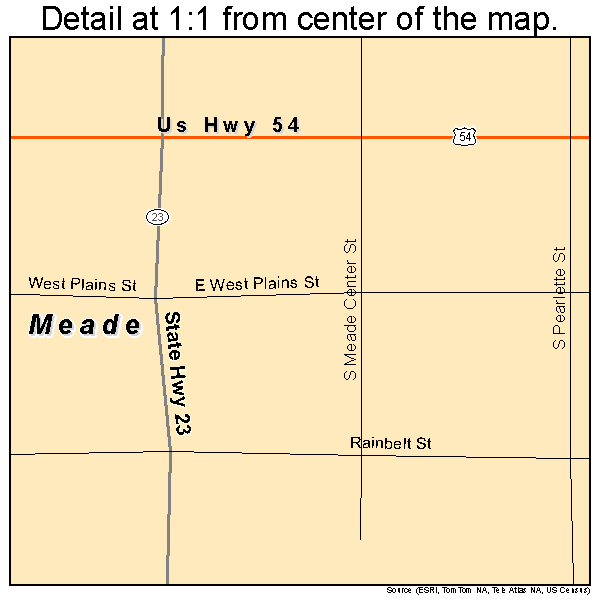 Meade, Kansas road map detail