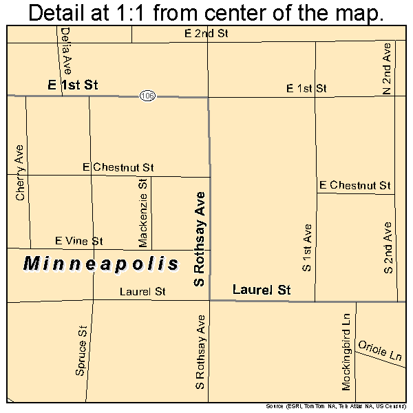 Minneapolis, Kansas road map detail