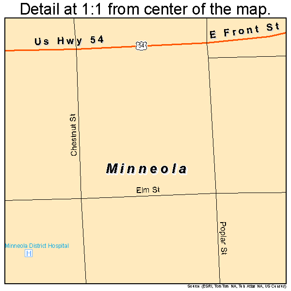 Minneola, Kansas road map detail