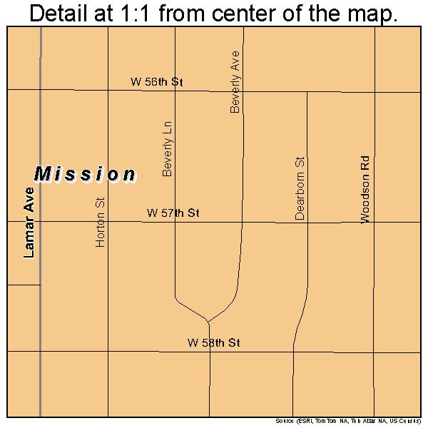 Mission, Kansas road map detail