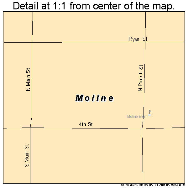 Moline, Kansas road map detail