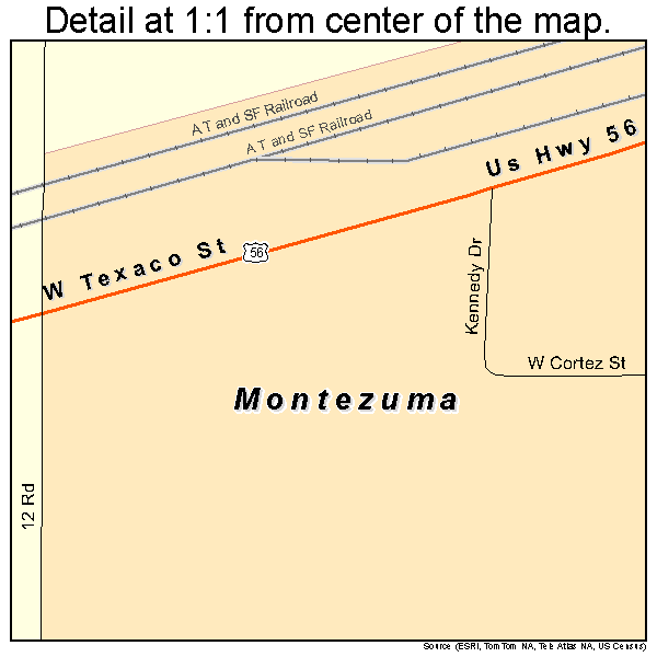 Montezuma, Kansas road map detail