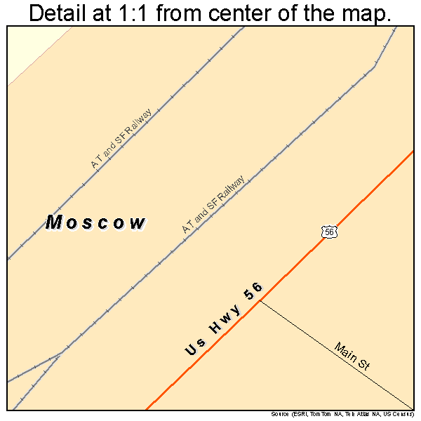 Moscow, Kansas road map detail
