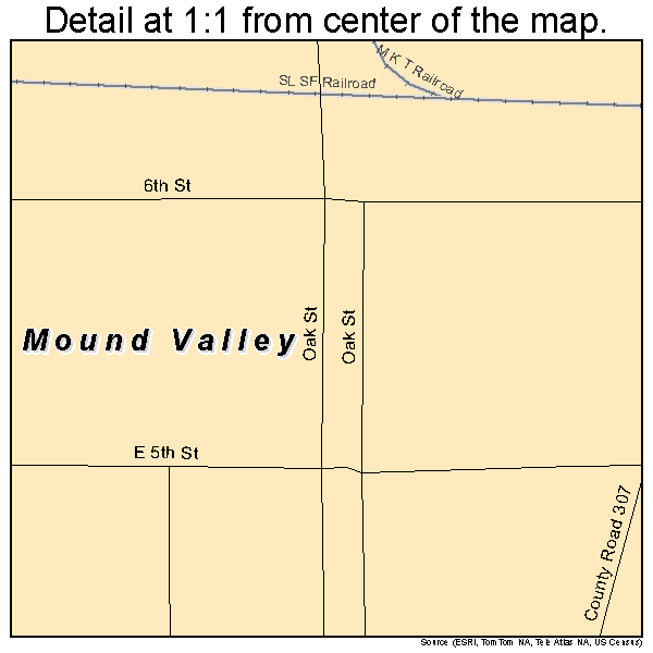 Mound Valley, Kansas road map detail
