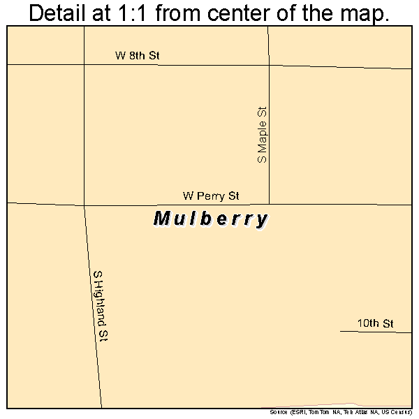 Mulberry, Kansas road map detail