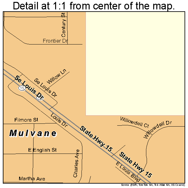 Mulvane, Kansas road map detail