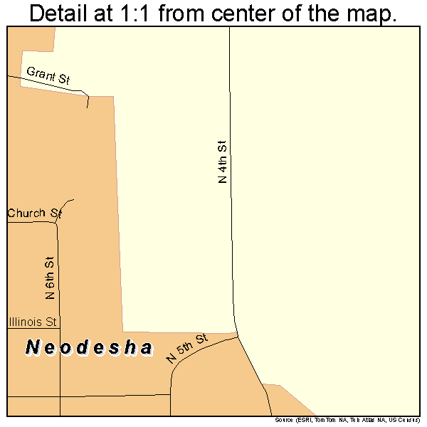 Neodesha, Kansas road map detail