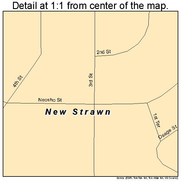 New Strawn, Kansas road map detail