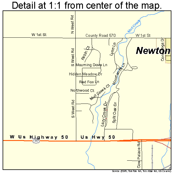 Newton, Kansas road map detail