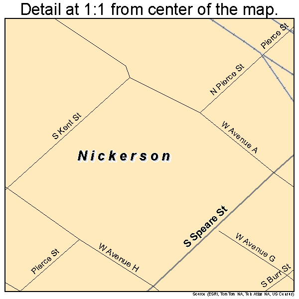 Nickerson, Kansas road map detail