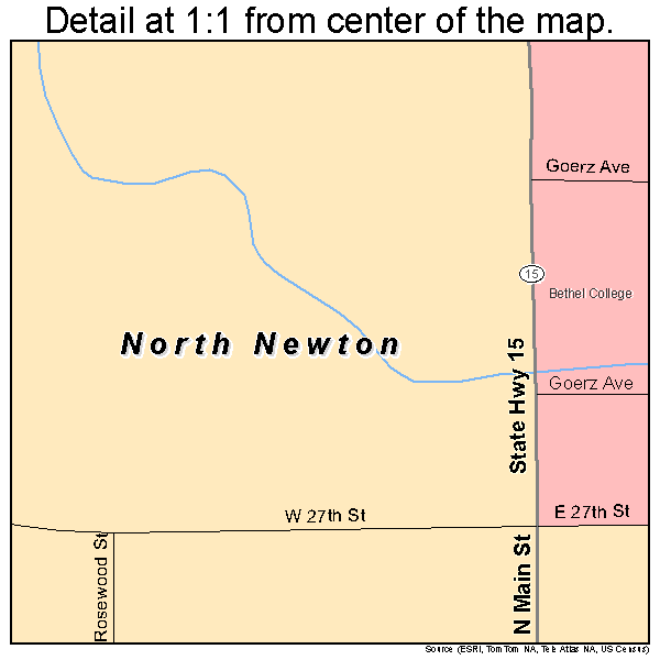 North Newton, Kansas road map detail