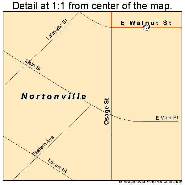 Nortonville, Kansas road map detail