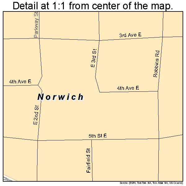 Norwich, Kansas road map detail