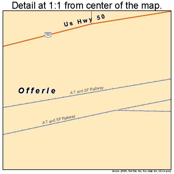 Offerle, Kansas road map detail