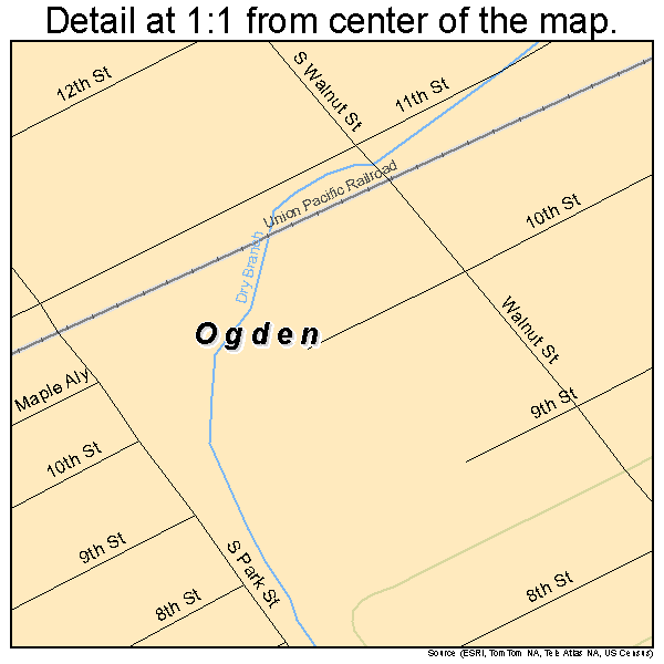 Ogden, Kansas road map detail