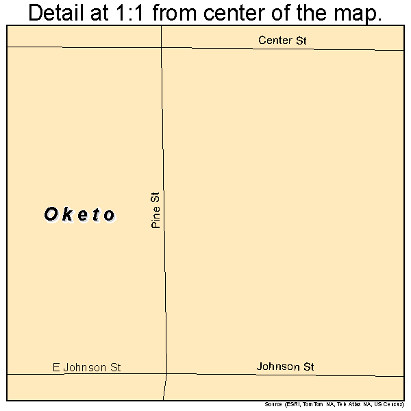 Oketo, Kansas road map detail