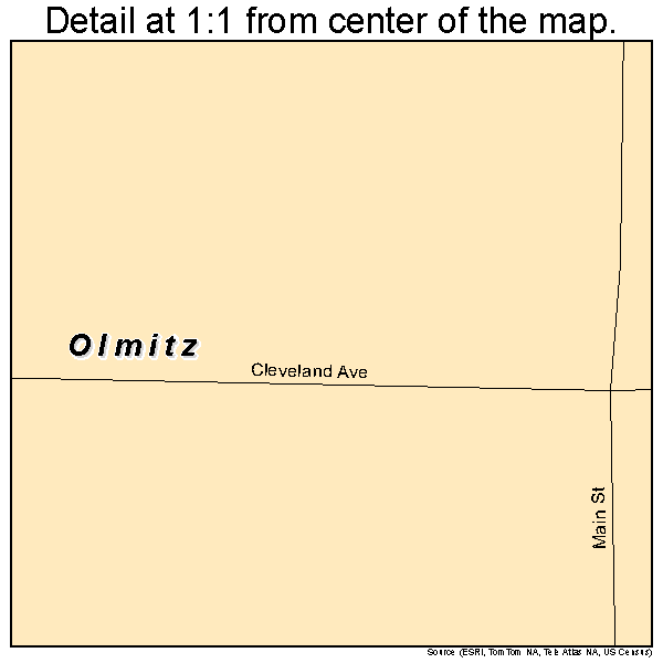 Olmitz, Kansas road map detail