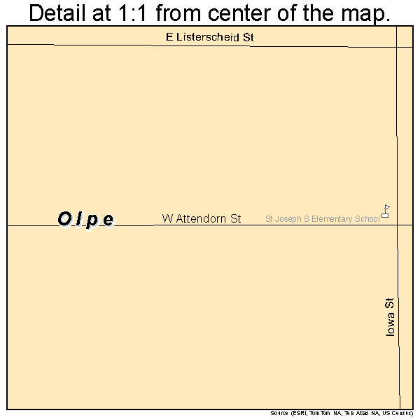 Olpe, Kansas road map detail