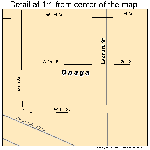 Onaga, Kansas road map detail