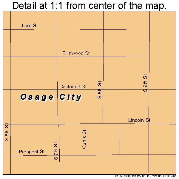 Osage City, Kansas road map detail