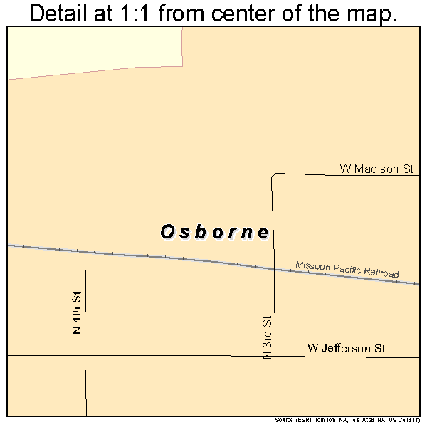 Osborne, Kansas road map detail