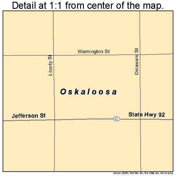 Oskaloosa, Kansas road map detail