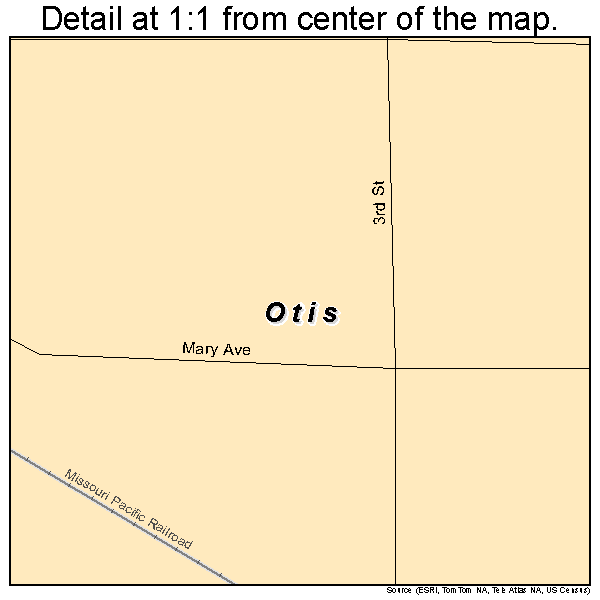 Otis, Kansas road map detail
