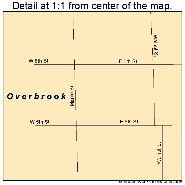 Overbrook, Kansas road map detail