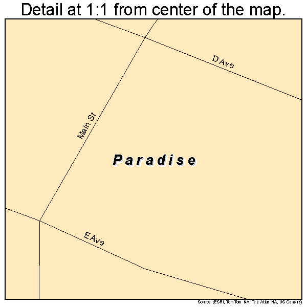 Paradise, Kansas road map detail