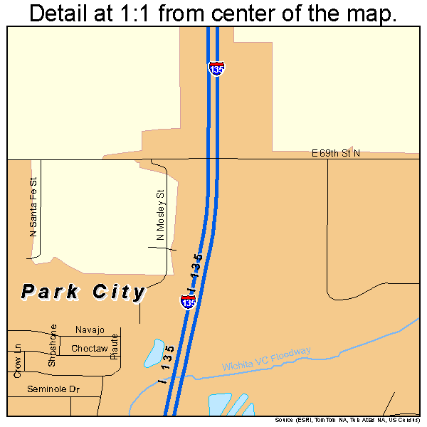 Park City, Kansas road map detail