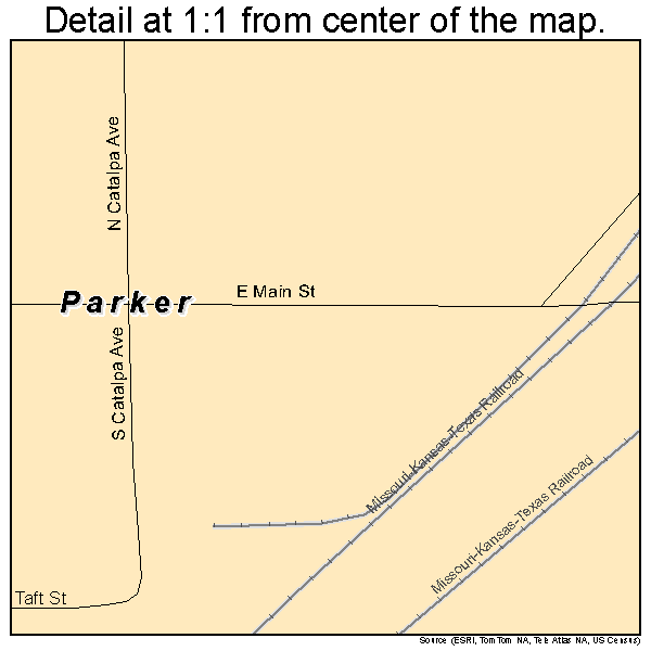 Parker, Kansas road map detail