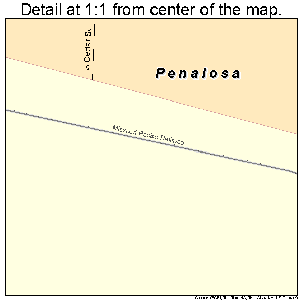 Penalosa, Kansas road map detail