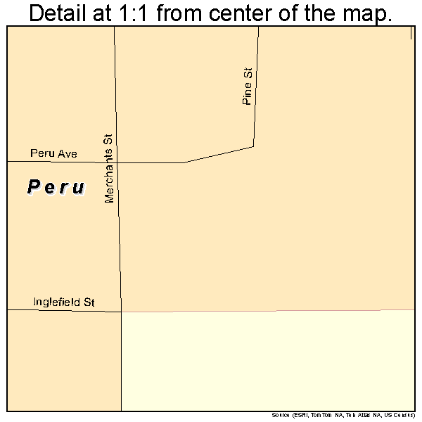 Peru, Kansas road map detail