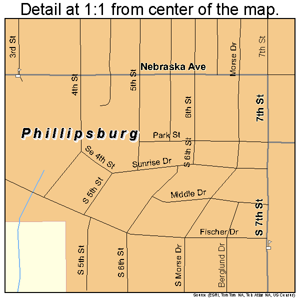 Phillipsburg, Kansas road map detail