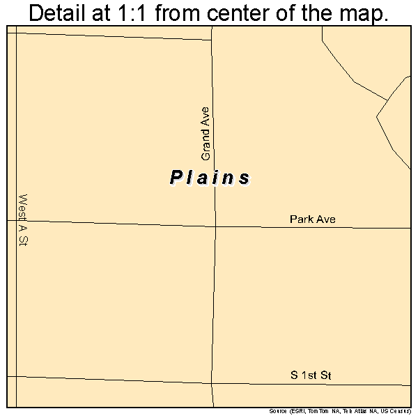 Plains, Kansas road map detail
