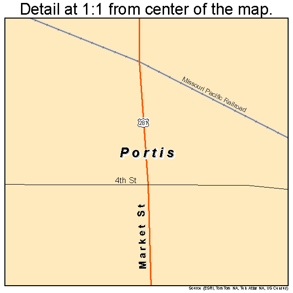 Portis, Kansas road map detail