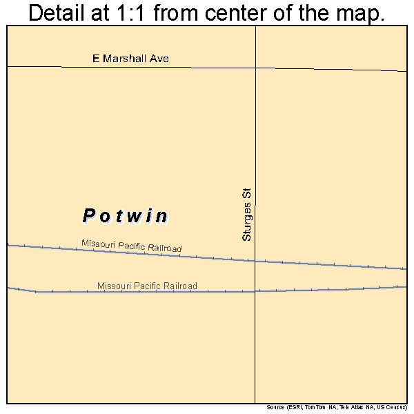 Potwin, Kansas road map detail